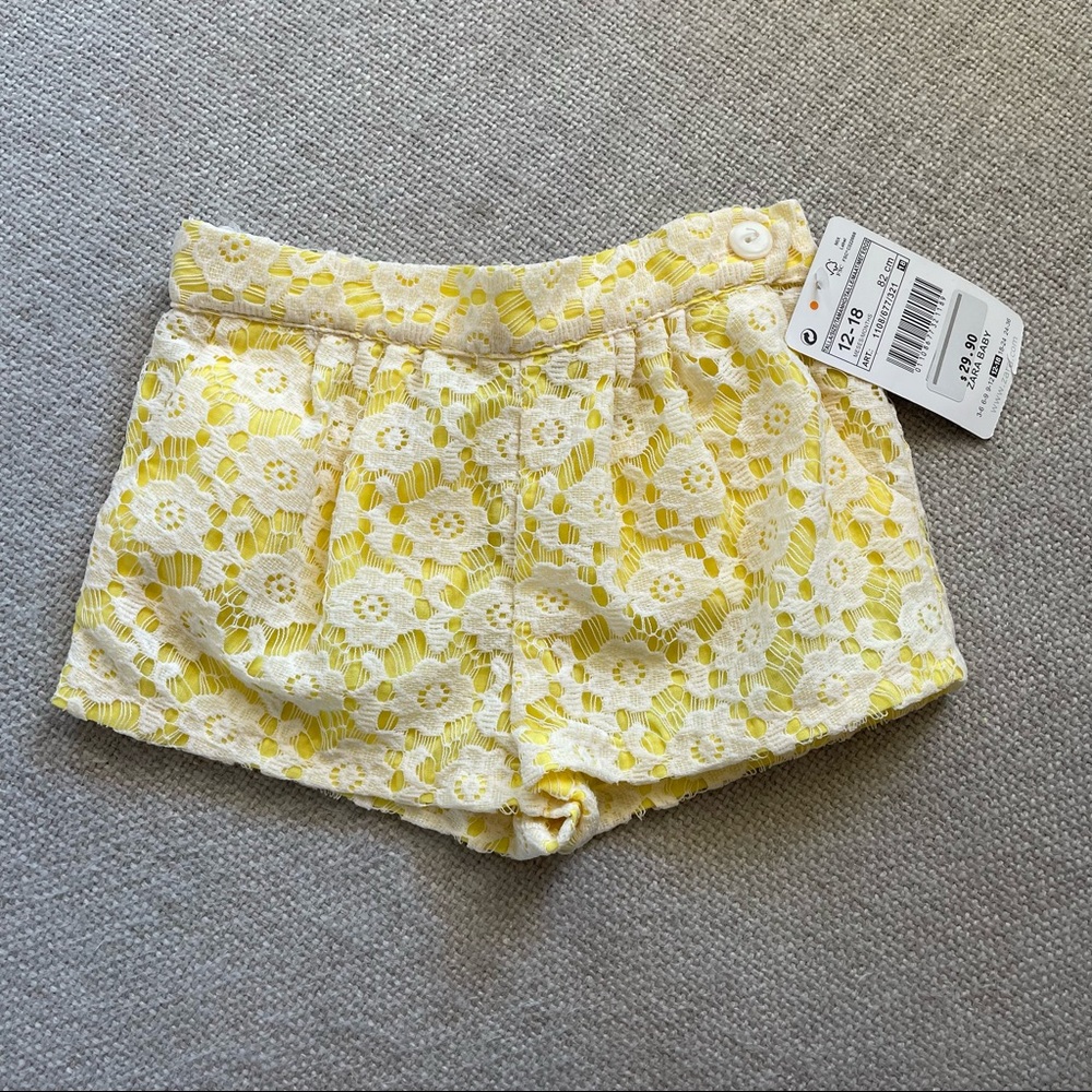 Zara Yellow Lace Shorts 12-18